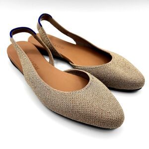 Rothy's The Almond Slingback Metallic Prosecco Open Back Cushioned Size 5.5 NWOB